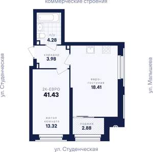 1-к квартира, вторичка, 41м2, 18/31 этаж