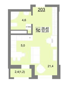 Студия квартира, вторичка, 32м2, 23/26 этаж