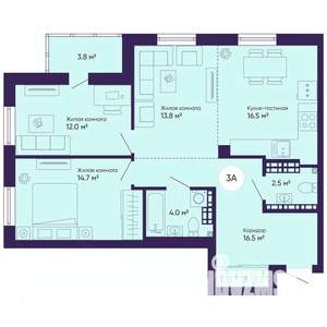 3-к квартира, вторичка, 82м2, 21/25 этаж