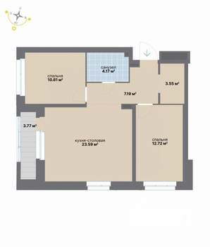 2-к квартира, вторичка, 66м2, 13/17 этаж