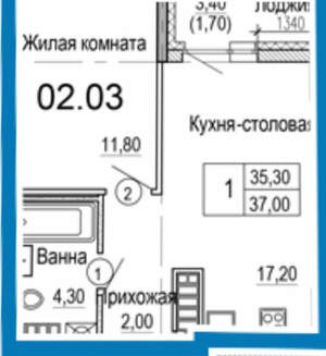 1-к квартира, сданный дом, 37м2, 3/27 этаж