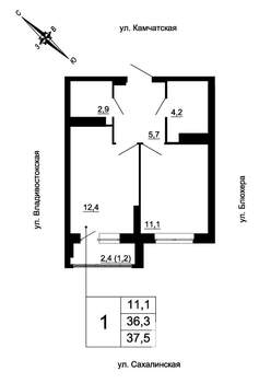 1-к квартира, вторичка, 38м2, 22/24 этаж