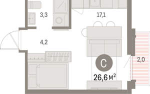Студия квартира, вторичка, 27м2, 9/9 этаж