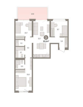 3-к квартира, вторичка, 93м2, 2/15 этаж