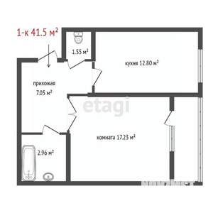 1-к квартира, вторичка, 42м2, 4/7 этаж
