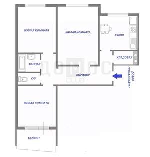 3-к квартира, вторичка, 63м2, 7/9 этаж