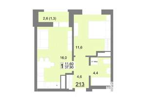 1-к квартира, вторичка, 38м2, 25/26 этаж