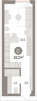 Студия квартира, вторичка, 33м2, 11/25 этаж