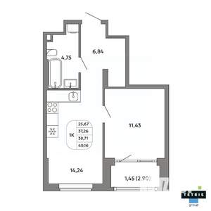 1-к квартира, вторичка, 39м2, 7/32 этаж