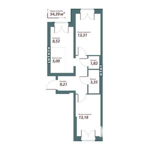 2-к квартира, вторичка, 54м2, 3/4 этаж