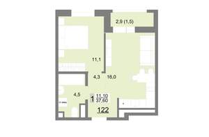 2-к квартира, вторичка, 53м2, 15/26 этаж