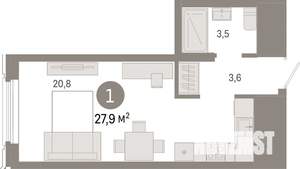 Студия квартира, вторичка, 28м2, 10/24 этаж