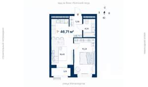 1-к квартира, вторичка, 47м2, 22/31 этаж