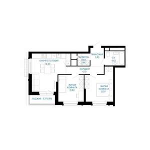 2-к квартира, строящийся дом, 60м2, 2/30 этаж