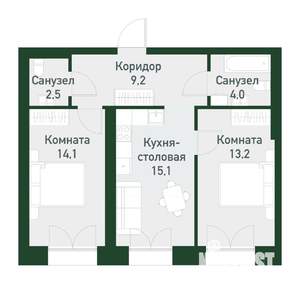 2-к квартира, вторичка, 57м2, 2/4 этаж