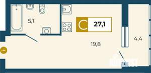Студия квартира, строящийся дом, 27м2, 16/18 этаж