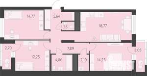 3-к квартира, вторичка, 83м2, 11/16 этаж