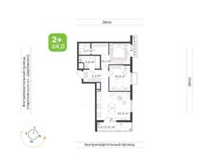 2-к квартира, вторичка, 64м2, 15/24 этаж