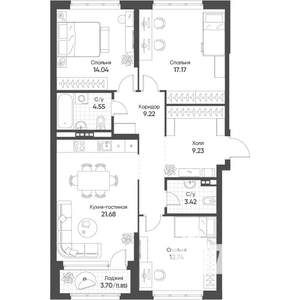 3-к квартира, вторичка, 94м2, 2/7 этаж