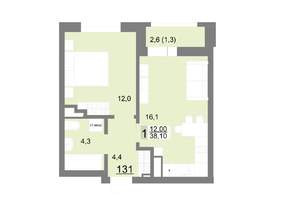 1-к квартира, вторичка, 38м2, 16/26 этаж