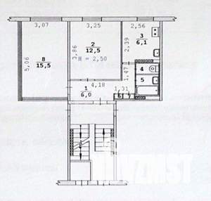 2-к квартира, вторичка, 43м2, 1/5 этаж