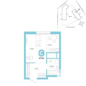 Студия квартира, вторичка, 27м2, 3/24 этаж