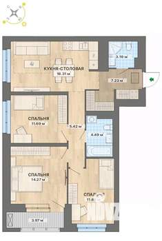 3-к квартира, строящийся дом, 80м2, 15/26 этаж