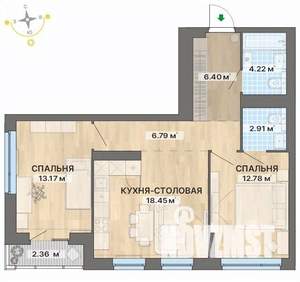2-к квартира, вторичка, 67м2, 16/29 этаж