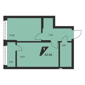 1-к квартира, вторичка, 43м2, 14/25 этаж