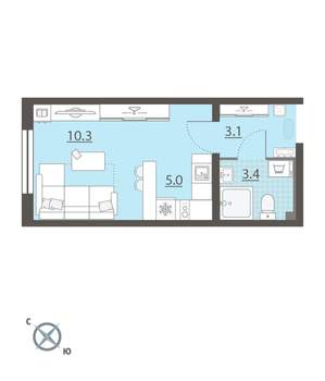 Студия квартира, вторичка, 22м2, 3/8 этаж