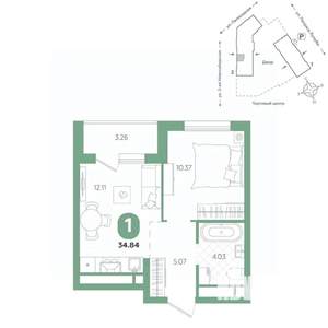 1-к квартира, вторичка, 35м2, 15/24 этаж