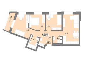 3-к квартира, вторичка, 74м2, 14/18 этаж