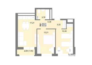 2-к квартира, вторичка, 56м2, 18/22 этаж