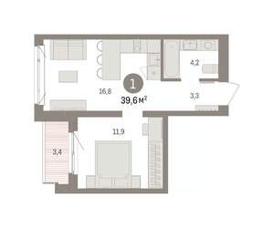 1-к квартира, вторичка, 40м2, 3/7 этаж