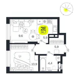 2-к квартира, вторичка, 37м2, 14/27 этаж