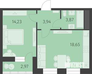 1-к квартира, вторичка, 42м2, 9/25 этаж