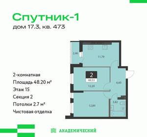 2-к квартира, вторичка, 48м2, 15/15 этаж