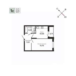 1-к квартира, строящийся дом, 40м2, 25/25 этаж