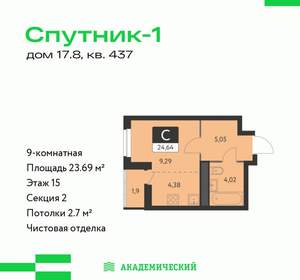 Студия квартира, строящийся дом, 24м2, 15/31 этаж
