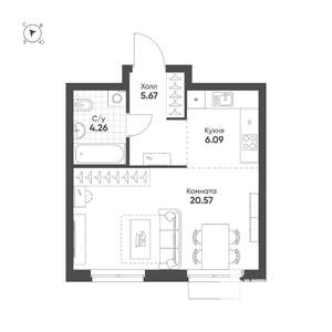 Студия квартира, строящийся дом, 37м2, 3/25 этаж