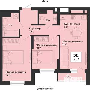 2-к квартира, строящийся дом, 58м2, 5/25 этаж