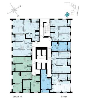 2-к квартира, строящийся дом, 69м2, 3/25 этаж