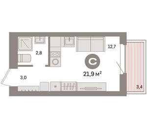 Студия квартира, вторичка, 22м2, 5/9 этаж