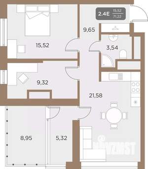 2-к квартира, вторичка, 71м2, 19/24 этаж