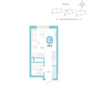Студия квартира, вторичка, 23м2, 3/20 этаж