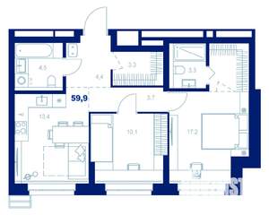 2-к квартира, вторичка, 60м2, 2/32 этаж