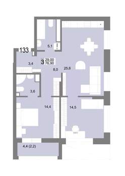 3-к квартира, вторичка, 77м2, 21/25 этаж