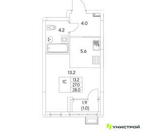 1-к квартира, вторичка, 28м2, 11/30 этаж