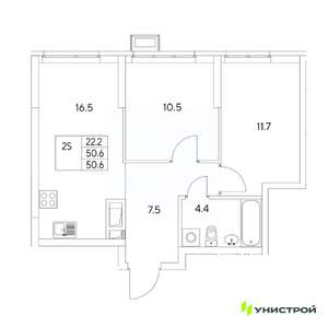 2-к квартира, вторичка, 51м2, 3/31 этаж