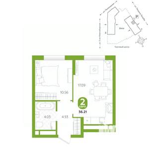 2-к квартира, вторичка, 36м2, 8/24 этаж